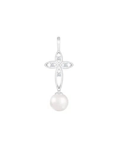 Splendid Pearls 14k 0.06 Ct. Tw. Diamond & 6-6.5mm Pearl Earrings