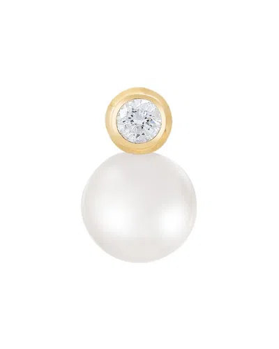 Splendid Pearls 14k 0.07 Ct. Tw. Diamond & 7-7.5mm Pearl Pendant In Gold