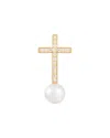 Splendid Pearls 14k 0.09 Ct. Tw. Diamond & 6-6.5mm Pearl Drop Pendant Necklace