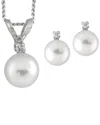Splendid Pearls 14k 0.09 Ct. Tw. Diamond & 6-7mm Akoya Pearl Earrings & Necklace Set