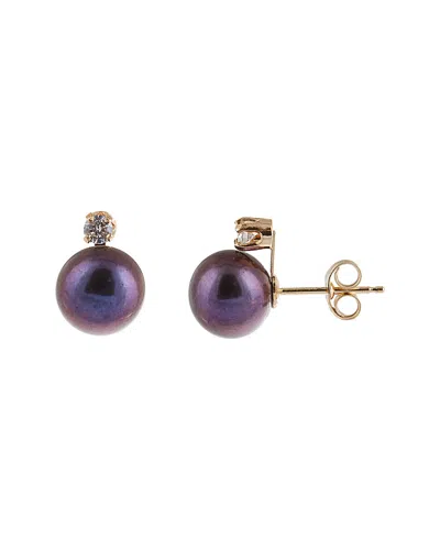 Splendid Pearls 14k 0.10 Ct. Tw. Diamond 7-7.5mm Pearl Studs