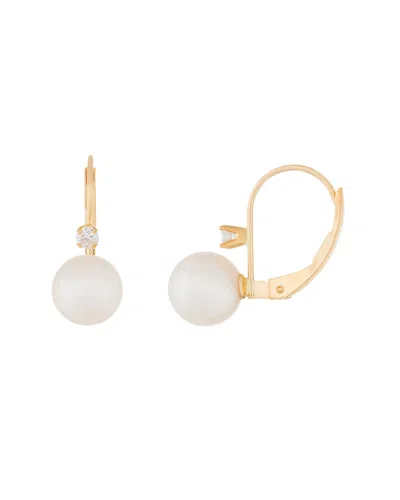 Splendid Pearls 14k 0.10 Ct. Tw. Diamond 7-8mm Freshwater Pearl Earrings