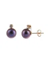 Splendid Pearls 14k 0.10 Ct. Tw. Diamond 7-7.5mm Pearl Studs