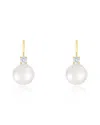 Splendid Pearls 14k 0.10 Ct. Tw. Diamond & 8-8.5mm Pearl Drop Earrings