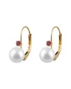 Splendid Pearls 14k 0.10 Ct. Tw. Ruby & 7-7.5mm Freshwater Pearl Drop Earrings