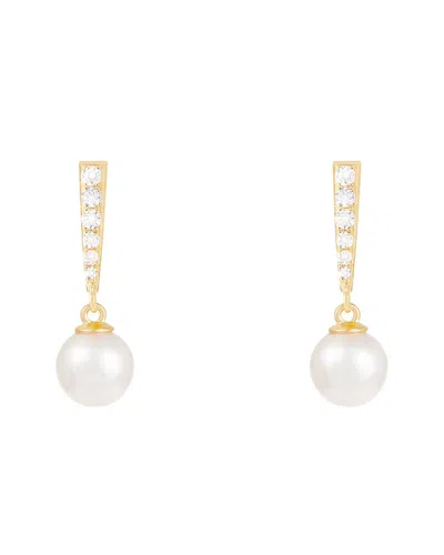 Splendid Pearls 14k 0.12 Ct. Tw. Diamond & 7-7.5mm Pearl Earrings