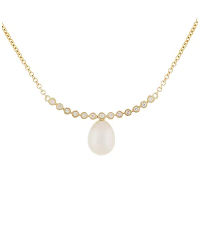 Splendid Pearls 14k 0.13 Ct. Tw. Diamond 8-8.5mm Pearl Pendant