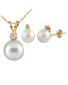 Splendid Pearls 14k 0.15 Ct. Tw. Diamond 7-8mm Pearl Set