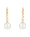 Splendid Pearls 14k 0.15 Ct. Tw. Diamond & 7-7.5mm Pearl Drop Earrings