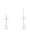 Splendid Pearls 14k 0.24 Ct. Tw. Diamond & 6-6.5mm Pearl Dangle Earrings