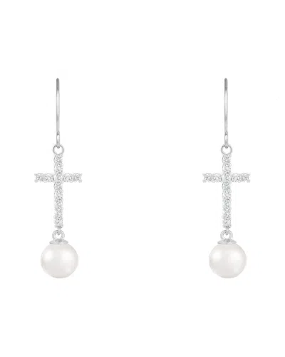 Splendid Pearls 14k 0.24 Ct. Tw. Diamond & 6-6.5mm Pearl Dangle Earrings