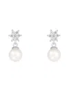 Splendid Pearls 14k 0.28 Ct. Tw. Diamond & 7-7.5mm Pearl Dangle Earrings
