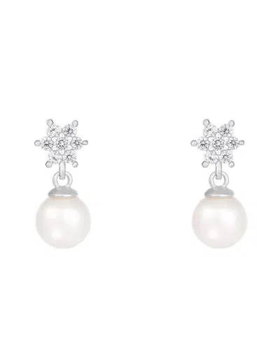 Splendid Pearls 14k 0.28 Ct. Tw. Diamond & 7-7.5mm Pearl Dangle Earrings
