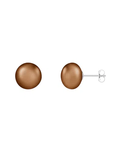 Splendid Pearls 14k 10mm Pearl Earrings In Brown