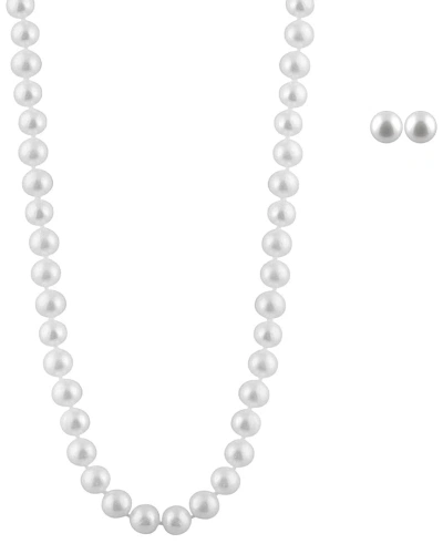 Splendid Pearls 14k 11-12mm Freshwater Pearl Earrings & Necklace Set In White