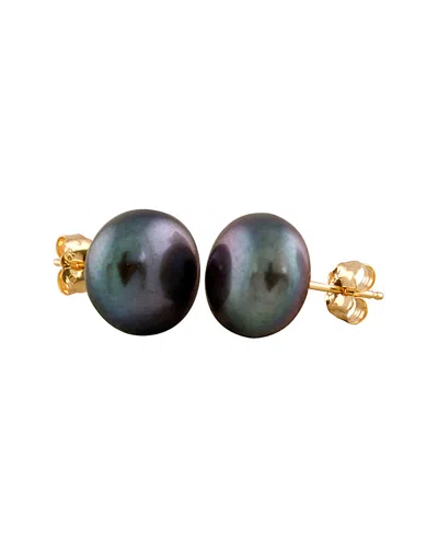 Splendid Pearls 14k 12-12.5mm Freshwater Pearl Studs In Black