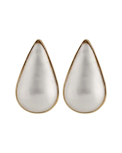 Splendid Pearls 14k 14mm X10mmmm Pearl Earrings In White