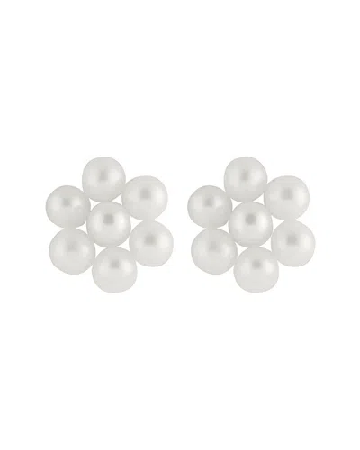SPLENDID PEARLS SPLENDID PEARLS 14K 3-4MM PEARL FLOWER STUDS
