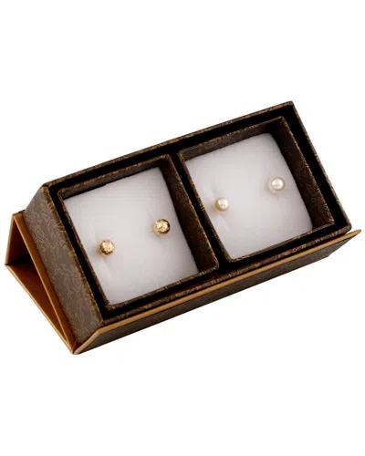 Splendid Pearls 14k 6-6.5mm Freshwater Pearl Set Of 2 Studs