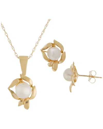 Splendid Pearls 14k 6-7mm Pearl Necklace Set In Gold