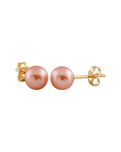Splendid Pearls 14k 6-6.5mm Freshwater Pearl Studs In Pink
