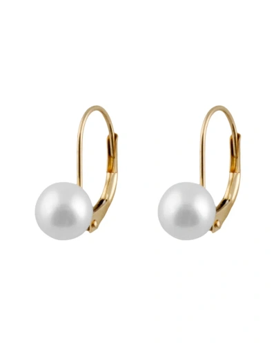 Splendid Pearls 14k 7-7.5mm Akoya Pearl Drop Earrings In Gold