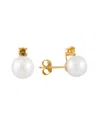Splendid Pearls 14k 7-7.5mm Akoya Pearl & Citrine Earrings