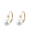 Splendid Pearls 14k 7-7.5mm Freshwater Pearl & Cz Drop Earrings