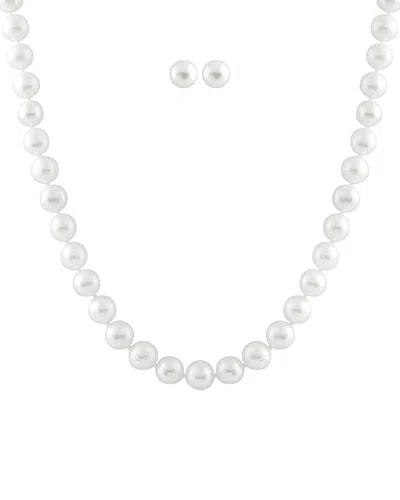 Splendid Pearls 14k 7-7.5mm Pearl Earrings & Necklace Set