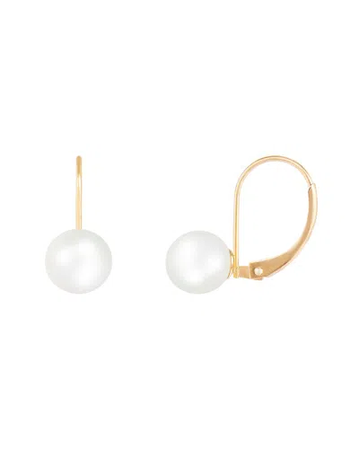 Splendid Pearls 14k 7-7.5mm Pearl Earrings In Brown