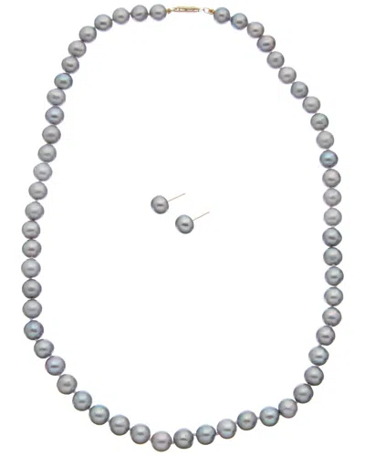 Splendid Pearls 14k 7-8mm Earring & Necklace Set