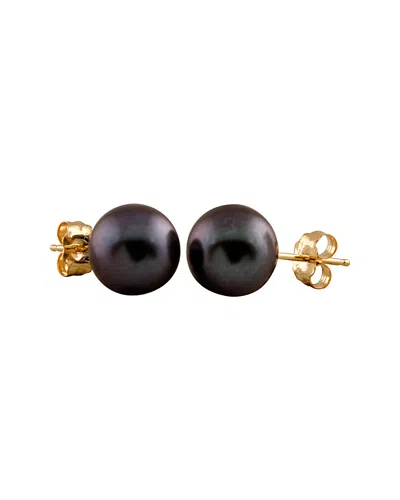 Splendid Pearls 14k 7-7.5mm Freshwater Pearl Studs In Black