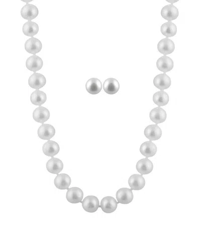 Splendid Pearls 14k 7-7.5mm Pearl Necklace & Stud Set