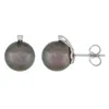 Splendid Pearls 14k Gold Diamond Accented Tahitian Pearl Stud Earrings In Multi