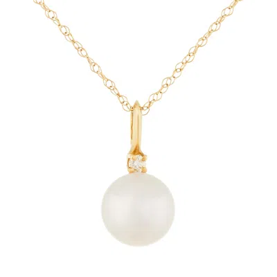 Splendid Pearls 14k Gold Diamond & Freshwater Pearl Pendant In White
