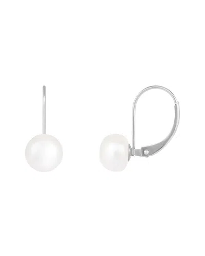 Splendid Pearls 14k Silver 6-6.5mm Pearl Earrings In White