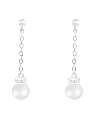 Splendid Pearls 5.5-6mm Pearl Cz Dangle Earrings