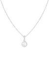 Splendid Pearls 6-6.5mm Pearl Cz Dangle Pendant Necklace