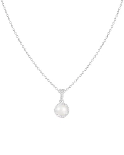 Splendid Pearls 6-6.5mm Pearl Cz Dangle Pendant Necklace