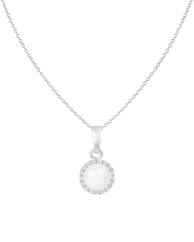 Splendid Pearls 6.5-7mm Pearl Cz Dangle Set In Silver