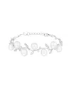 Splendid Pearls Silver Diamond 7-8mm Pearl Heart Bracelet