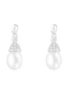 Splendid Pearls 7.5-8mm Pearl Cz Dangle Earrings