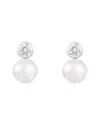 Splendid Pearls 7.5-8mm Pearl Cz Drop Earrings
