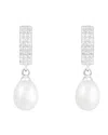 Splendid Pearls 7.5-8mm Pearl Cz Huggie Earrings