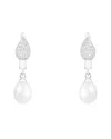 Splendid Pearls 8-8.5mm Pearl Cz Dangle Earrings