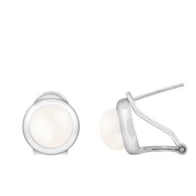 Splendid Pearls 8-8.5mm White Freshwater Pearl Stud Earrings In Sterling Silver.