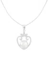 Splendid Pearls 9-10mm Pearl Cz Dangle Pendant Necklace