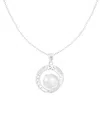 Splendid Pearls 9-10mm Pearl Cz Dangle Pendant Necklace