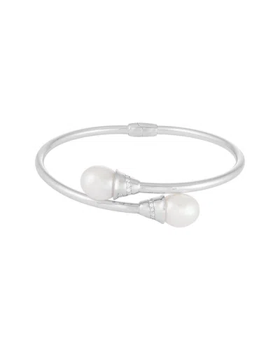 SPLENDID PEARLS SPLENDID PEARLS 9.5-10MM PEARL CZ BYPASS BRACELET