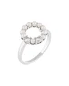 Splendid Pearls & Czs Silver 3-3.5mm Freshwater Pearl & Cz Ring